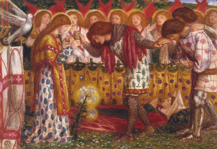 Dante Gabriel Rossetti How Sir Galahad,Sir Bors and Sir Percival were Fed with the Sanc Grael But Sir Percival's Sister Died by the Way (mk28) china oil painting image